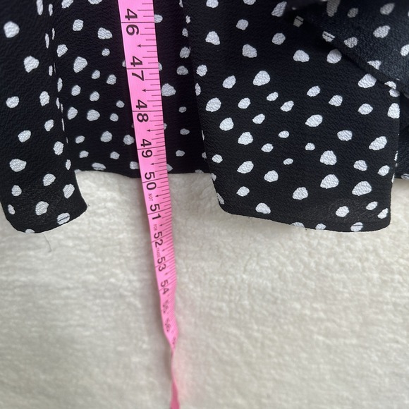 Max Studio Dress Womens Small Black White Polka Dot Ruffle Flutter Wrap Midi - Picture 11 of 11